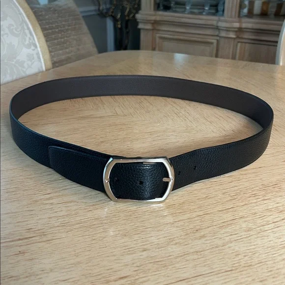 Simonnot Godard Reversible Grained Leather Belt (44) NWOT